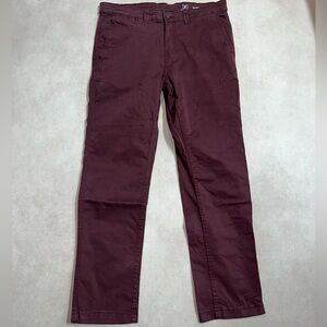 Burgundy Straight-Leg Chino Pants